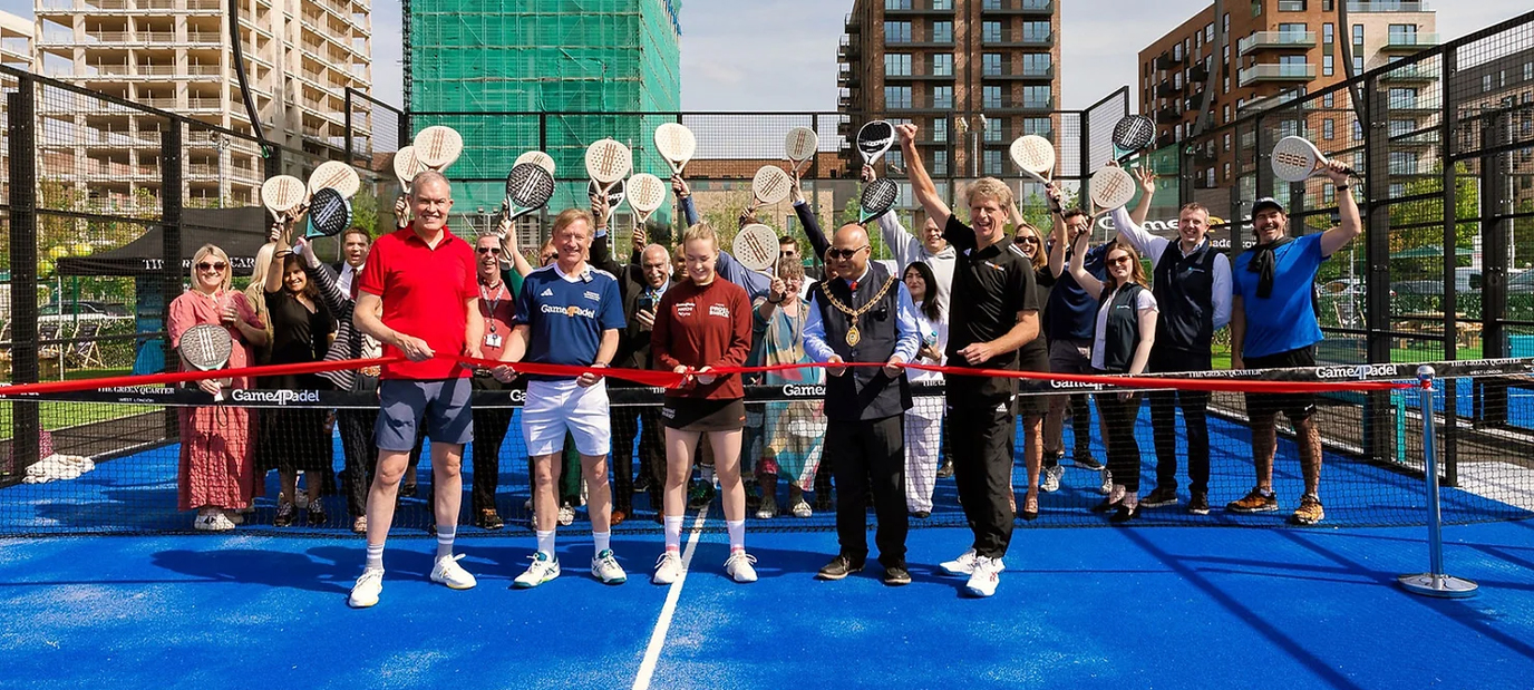 Front row, from left: Piers Clanford, Berkeley Group, our CEO Michael Gradon, Tia Norton – cutting the ribbon, The Major of Ealing and Andrew Castle.